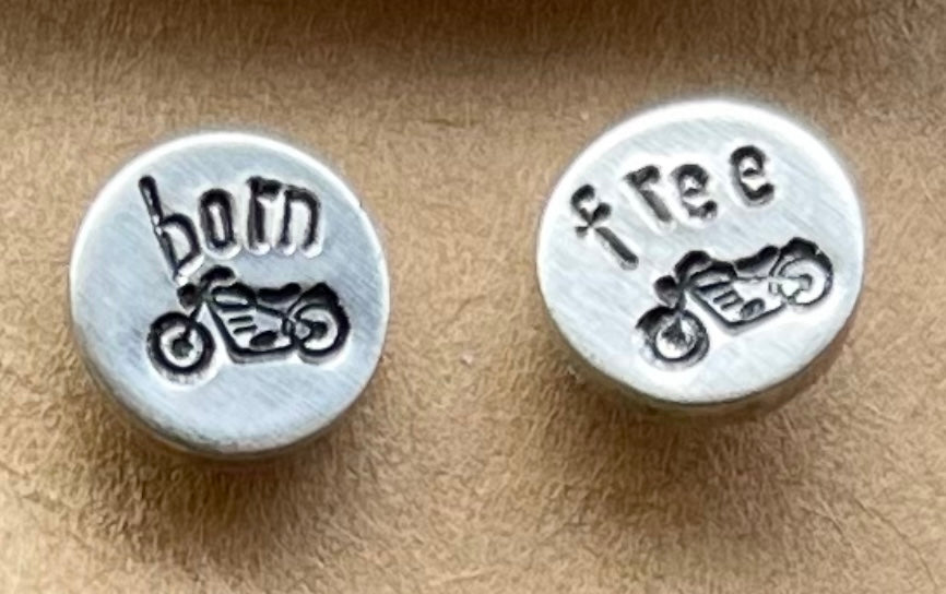 “Born Free” Motorcycle Stud Earrings