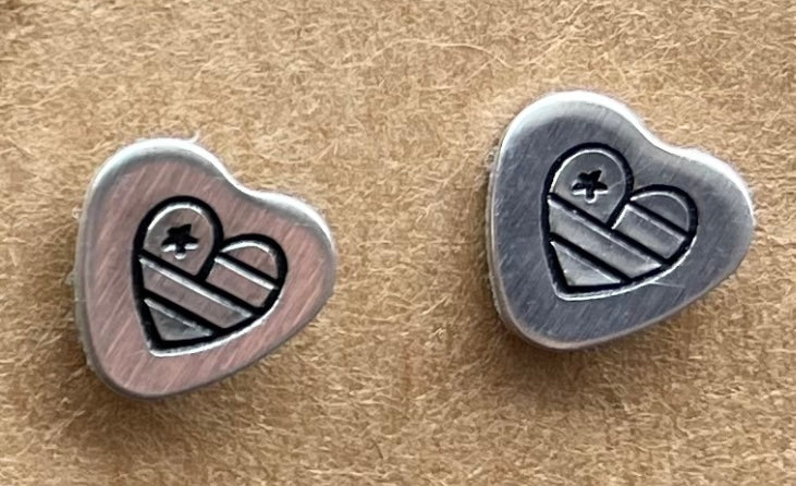 Heart “America” Stud Earrings