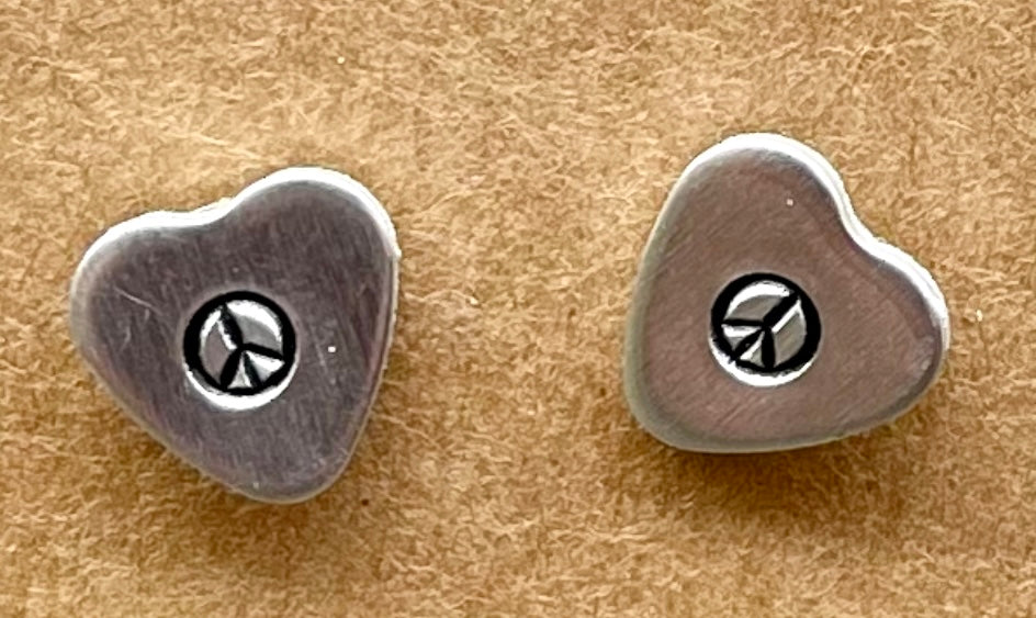 Heart Peace Sign Stud Earrings