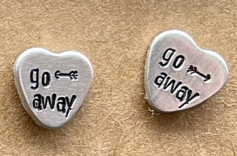 Heart “Go Away” Stud Earrings